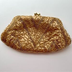 Elegant Gold Vintage Beaded Clutch